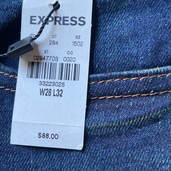 Express Men’s Slim Dark Wash Stretch Jeans NWT Size 28x32 - Picture 6 of 6